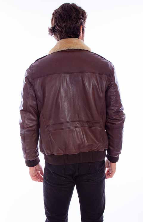 Aviation Bomber Brown Leather Jacket