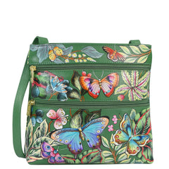 Anuschka Dancing Leaves Double Zip Crossbody