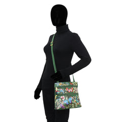 Anuschka Dancing Leaves Double Zip Crossbody