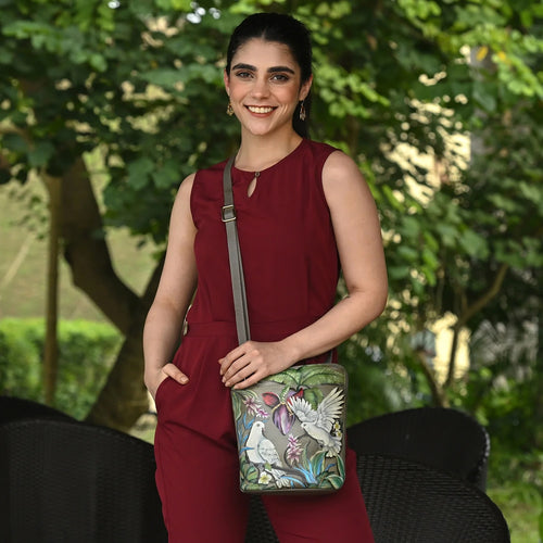 Anuschka Wings of Peace Side Zip Crossbody