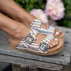 Minnetonka Women's Georgine Sandal - Fiesta Stripe