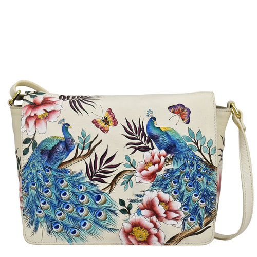 Anuschka Pretty Peacocks Flap Crossbody