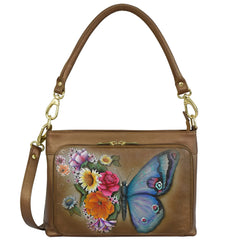 Anuschka Butterfly Blooms Bronze Shoulder Organizer