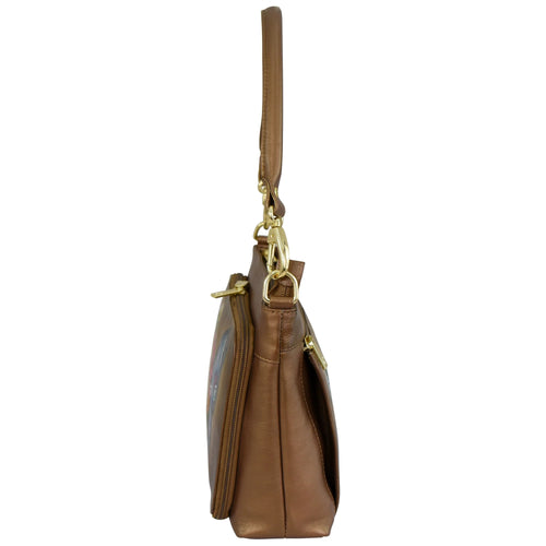 Anuschka Butterfly Blooms Bronze Shoulder Organizer