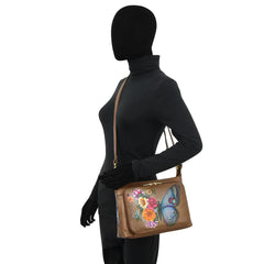 Anuschka Butterfly Blooms Bronze Shoulder Organizer