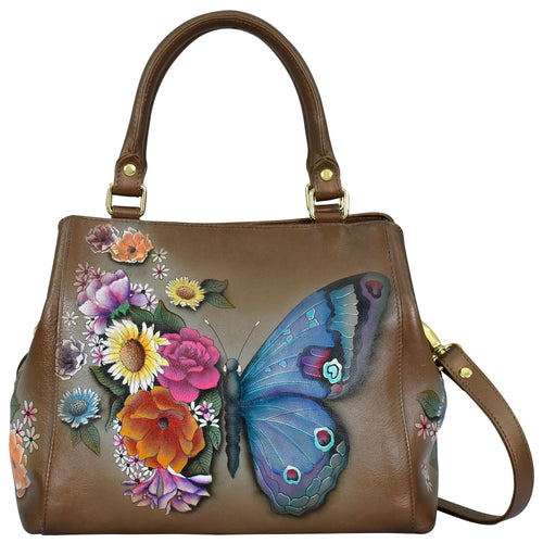 Anuschka Butterfly Blooms Bronze Satchel