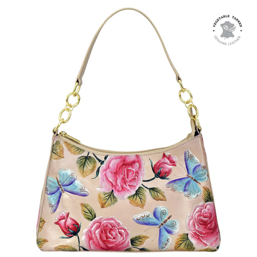 Anuschka Tooled Rose Almond Shoulder Hobo