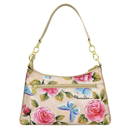 Anuschka Tooled Rose Almond Shoulder Hobo