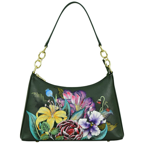 Anuschka Vintage Floral Zip-Top Shoulder Hobo