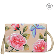 Anuschka Tooled Rose Almond 4 in 1 Crossbody Bag