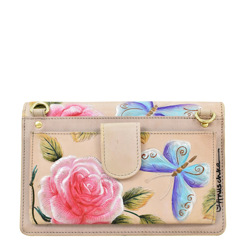 Anuschka Tooled Rose Almond 4 in 1 Crossbody Bag