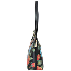 Anuschka Tooled Rose Black Shopper Tote