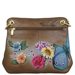 Anuschka Butterfly Blooms Bronze Crossbody Sling Bag