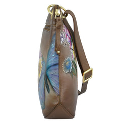 Anuschka Butterfly Blooms Bronze Crossbody Sling Bag