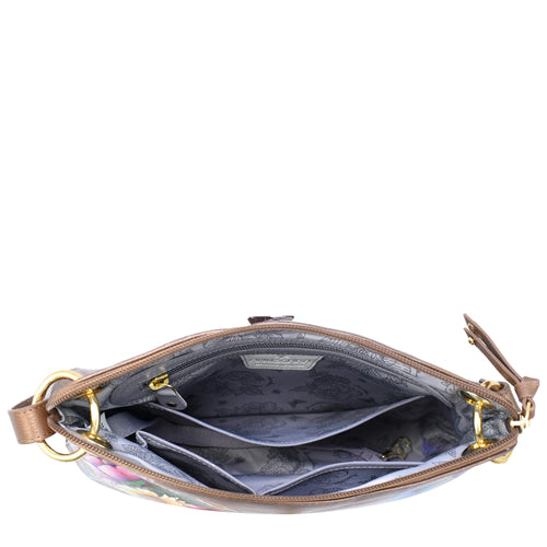 Anuschka Butterfly Blooms Bronze Crossbody Sling Bag