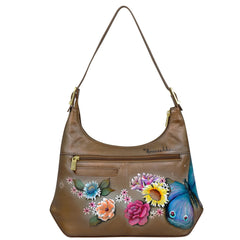 Anuschka Butterfly Blooms Bronze Slip Shoulder Hobo