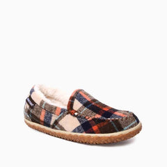 Minnetonka Tempe Moccasin - Brown Autumn Plaid