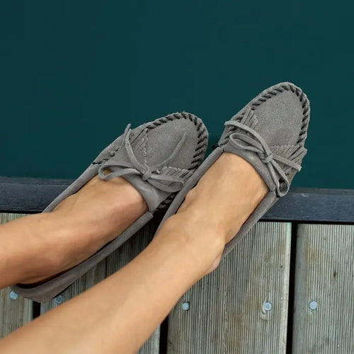 Minnetonka Kilty Hardsole Moccasin - Storm Blue