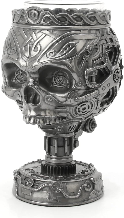 Pewter Steampunk Skull Goblet