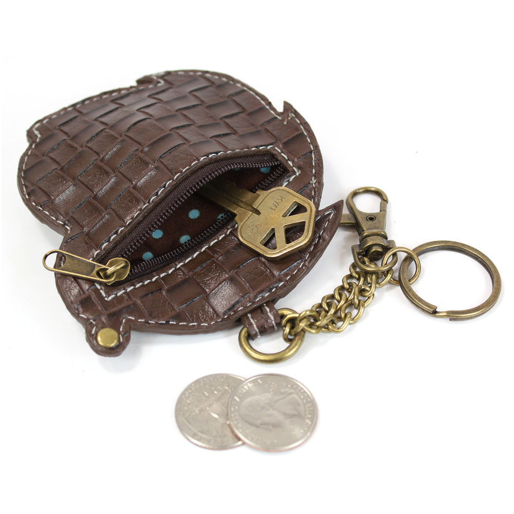 Attachable Brown Hedgehog Key Chain and Coin Purse Inside 