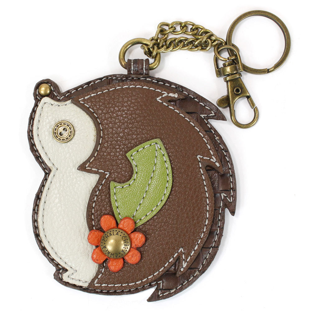 Attachable Brown Hedgehog Key Chain and Coin Purse 
