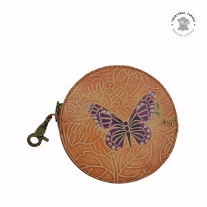 Anuschka Tooled Butterfly Multi Round Coin Purse
