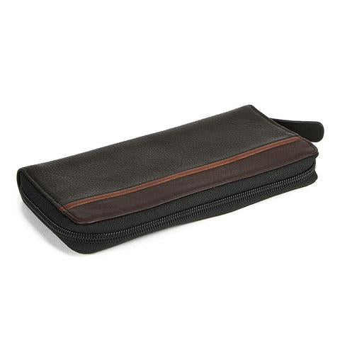 RFID Zip Leather Wallet in Black
