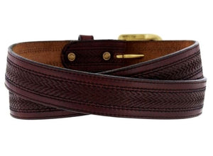 Oil Tan Embossed w/ Stitching Leather Belt