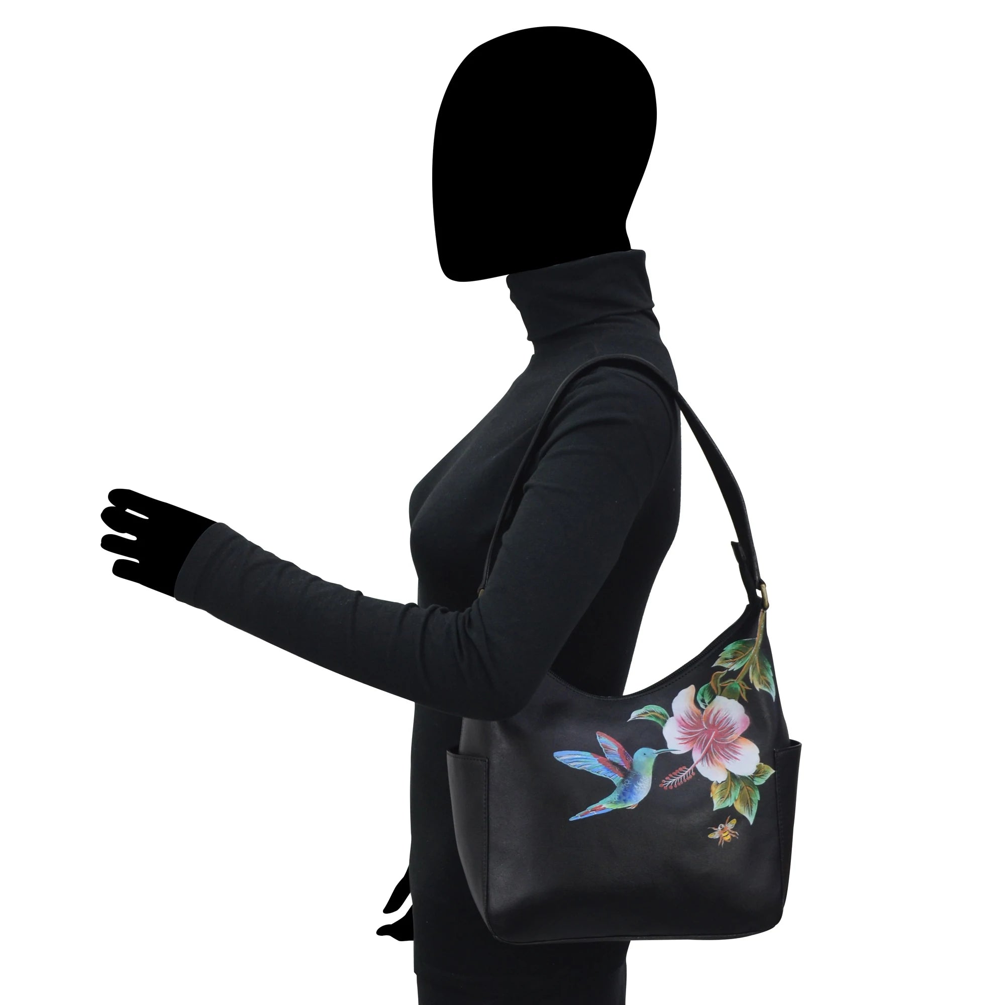 Anuschka Hummingbird Black Classic Hobo