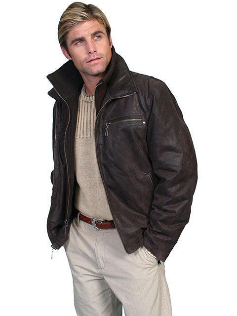 Men's Double Zip-Out Leather Jacket