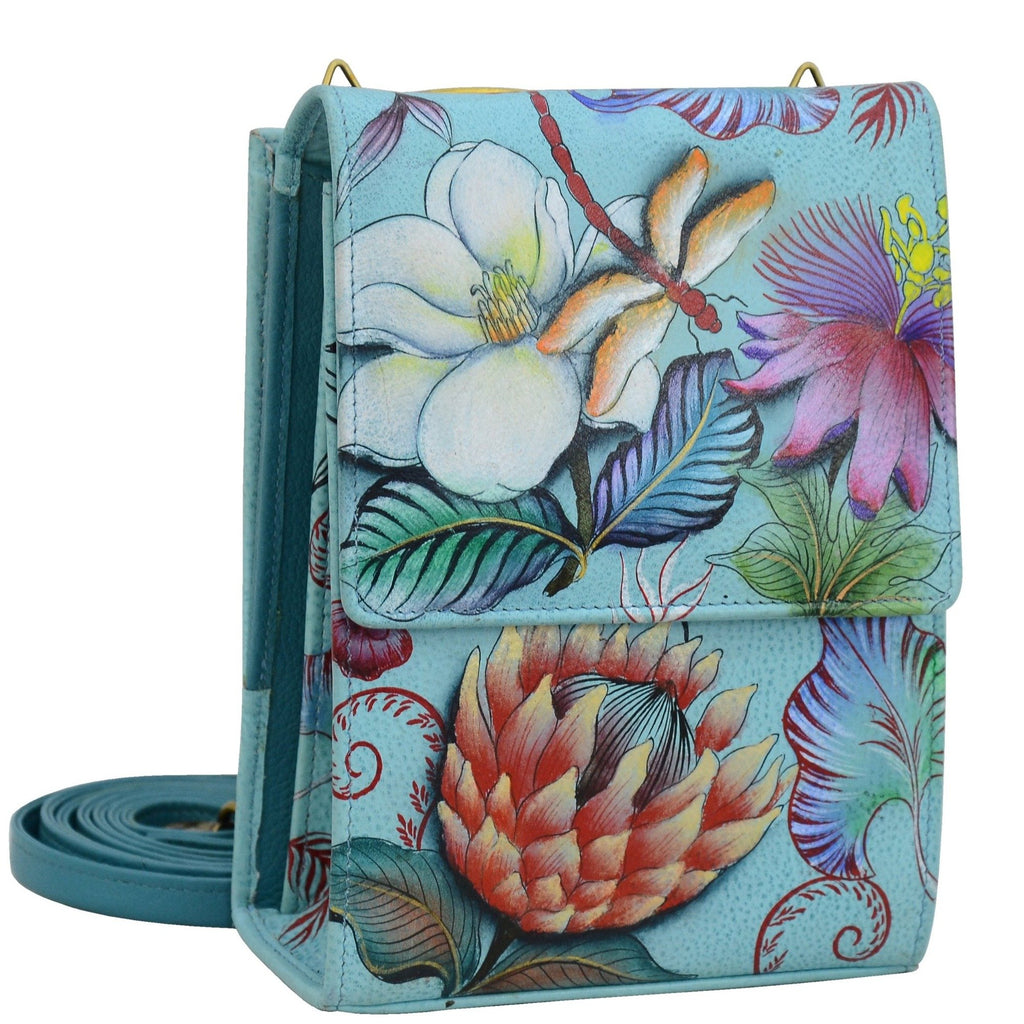 Anuschka Jardin Bleu Triple Compartment Crossbody Organizer