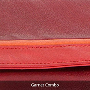 RFID Zip Leather Wallet in Garnet Red
