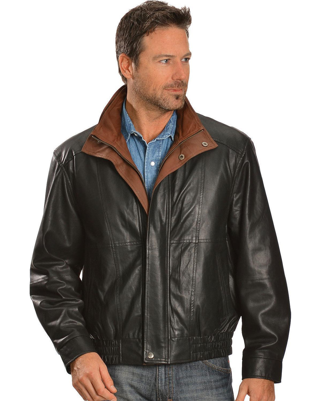 Men's Double Collar Leather Jacket
