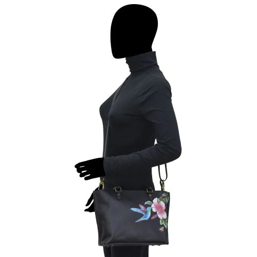 Anuschka Hummingbird Black Medium Tote