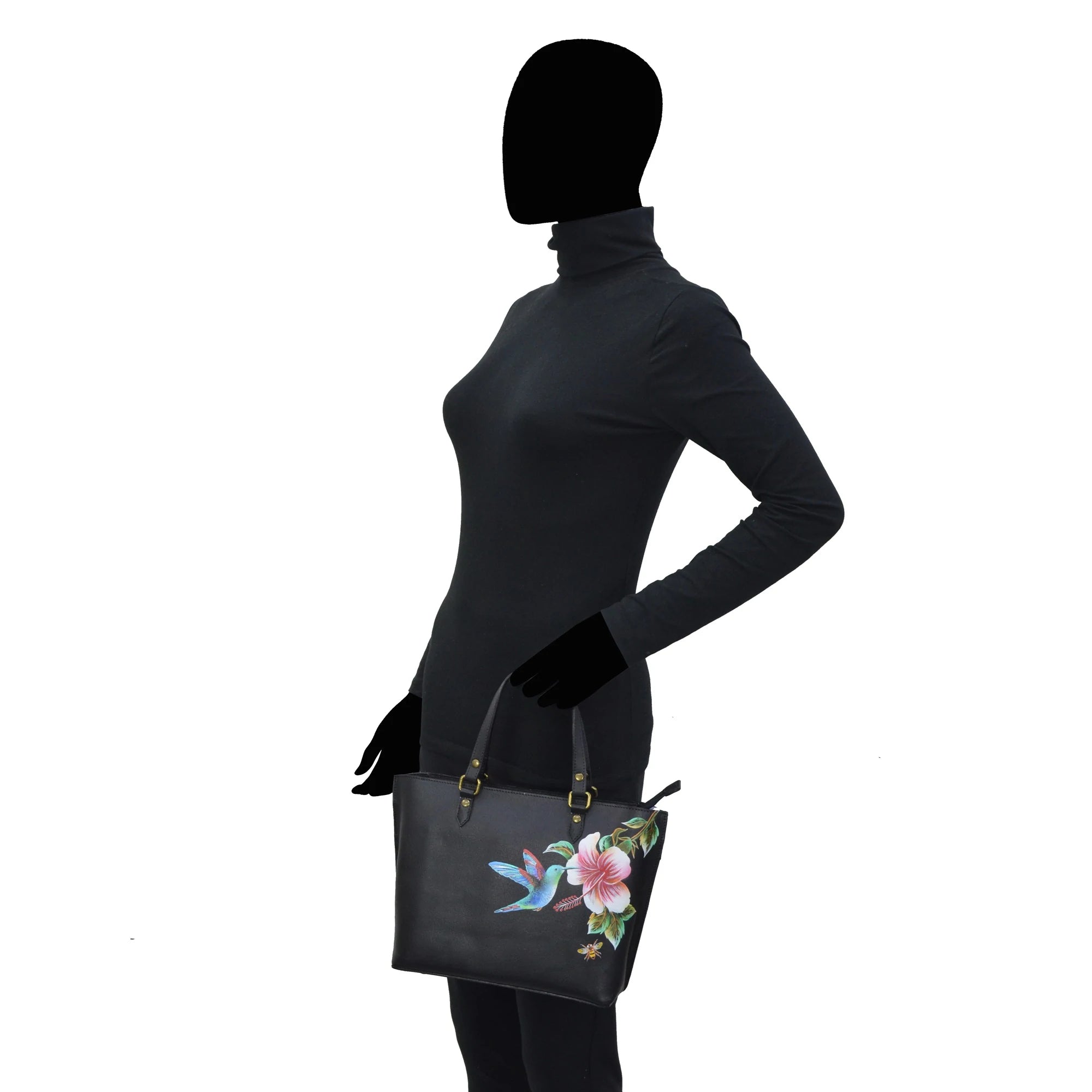 Anuschka Hummingbird Black Medium Tote
