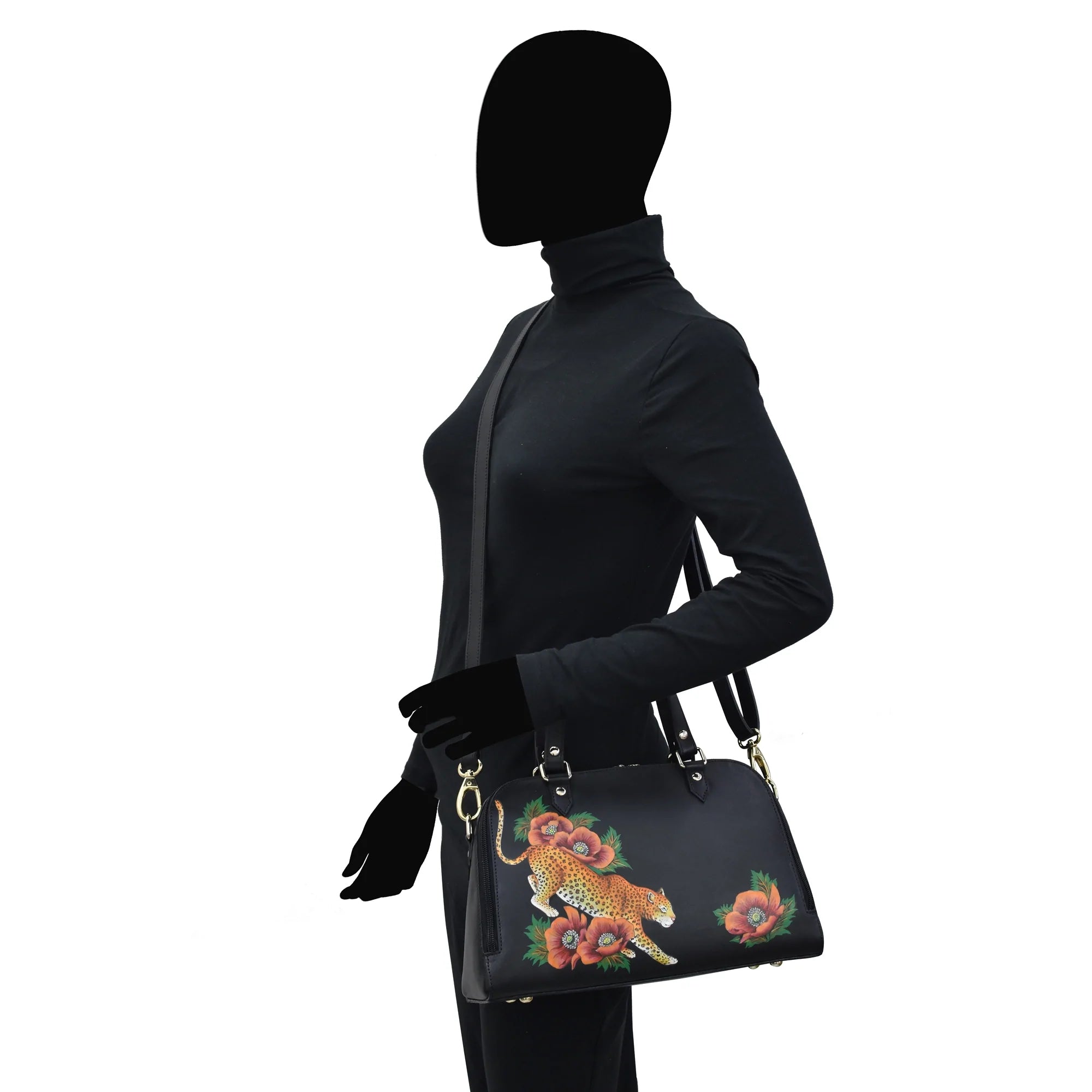 Anuschka Enigmatic Leopard Wide Organizer Satchel