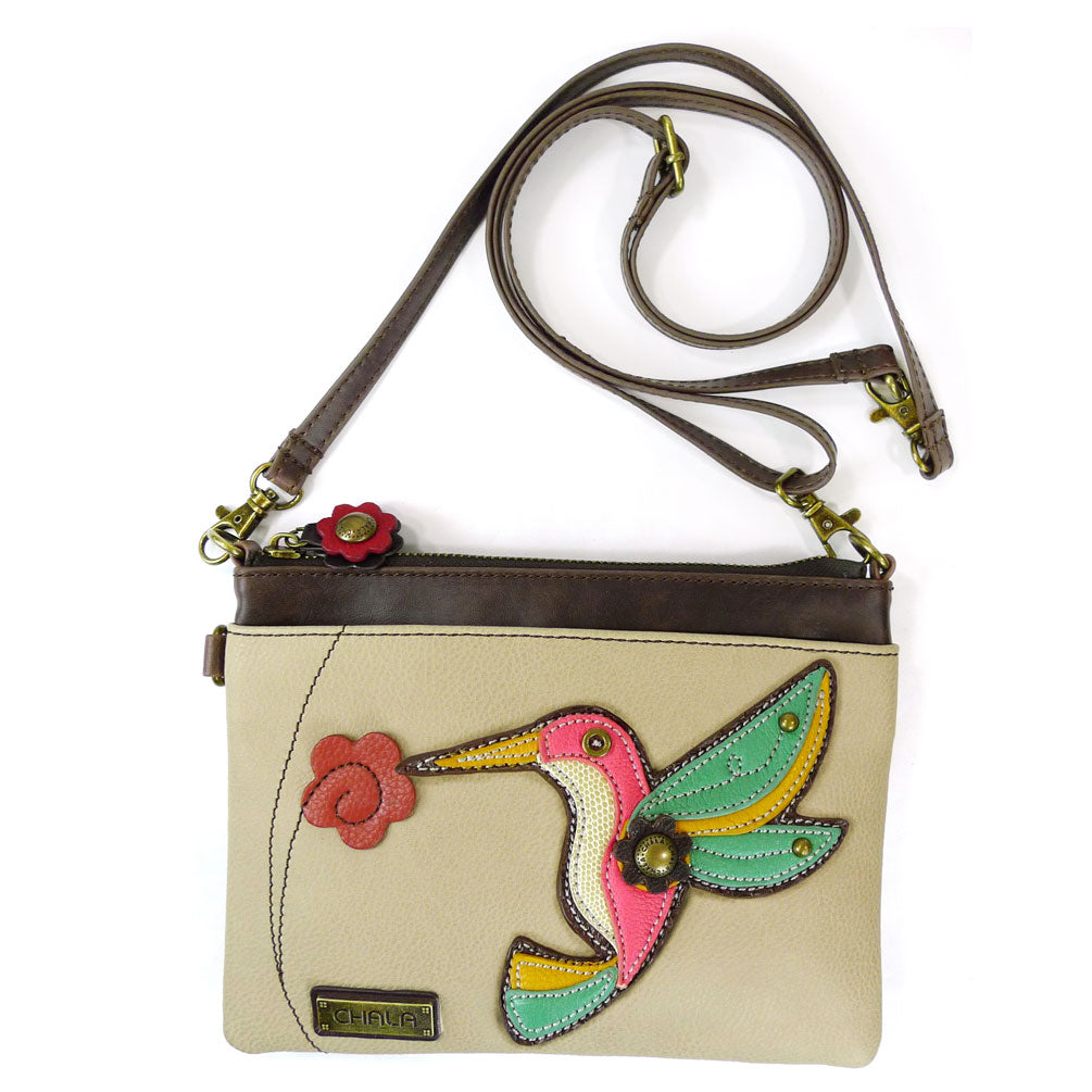 Colorful Convertible Hummingbird Crossbody with Flower Zipper Pull Charm 