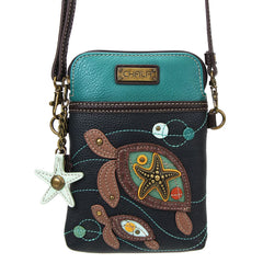 Two Turtles Cellphone Crossbody - Navy