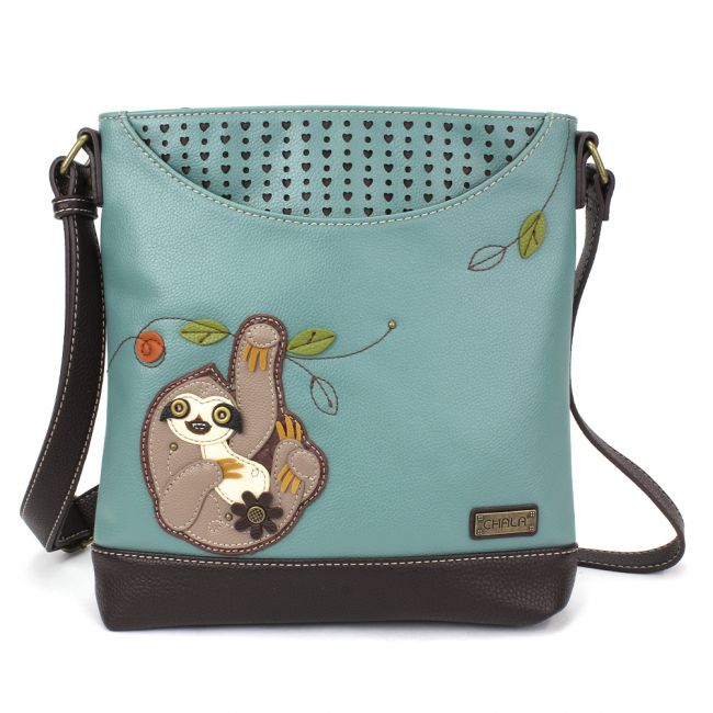 Sloth Sweet Messenger Bag Teal The Covered Bridge and Leather Shop