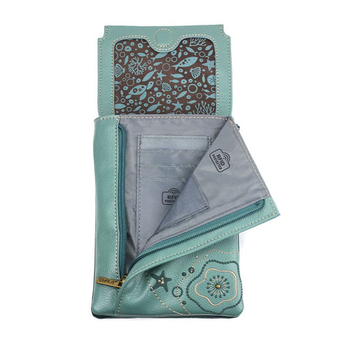 Turtle Criss Cellphone Crossbody - Teal