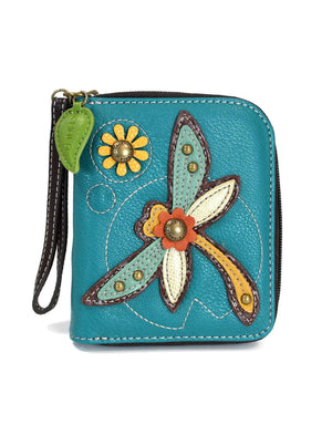 Dragonfly Zip Around Wallet - Turquoise
