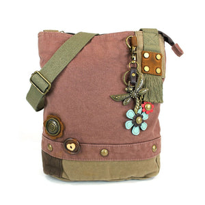 Dragonfly Patch Crossbody with Metal Charm - Mauve