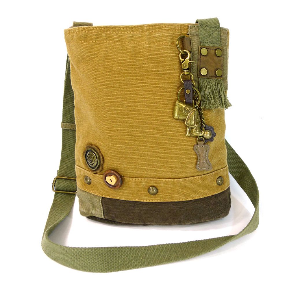 Dog Patch Crossbody with Metal Charm - Light Brown