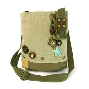 Turtle Patch Crossbody with Metal Charm - Sand